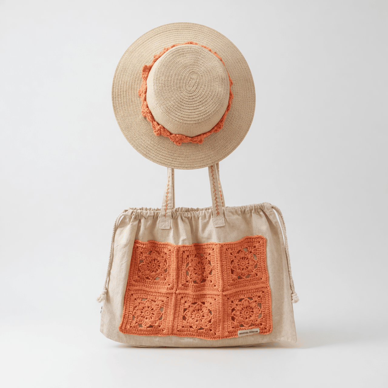 SOMBRERO Y BOLSA GANCHILLO ORANGE - Imagen 3